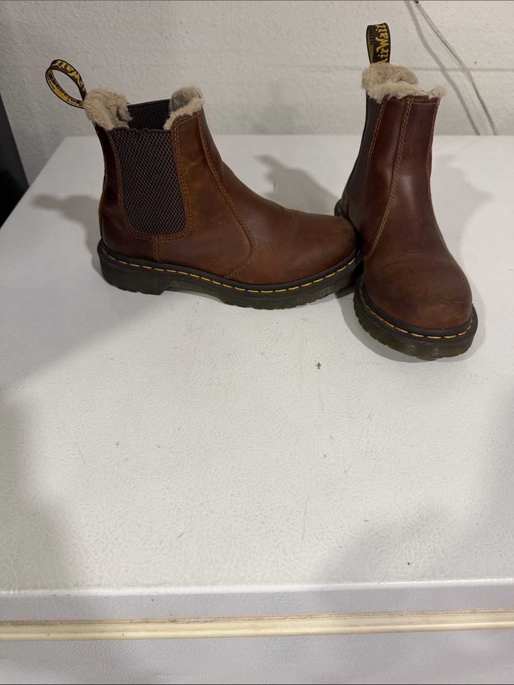 Dr. Martens Brown Leather Shearling Chelsea Boots - Picture 2 of 3